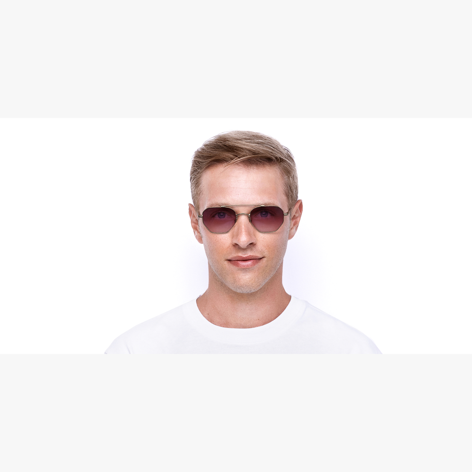 Lunettes de soleil CERVIN dorée/rose - Vue de face
