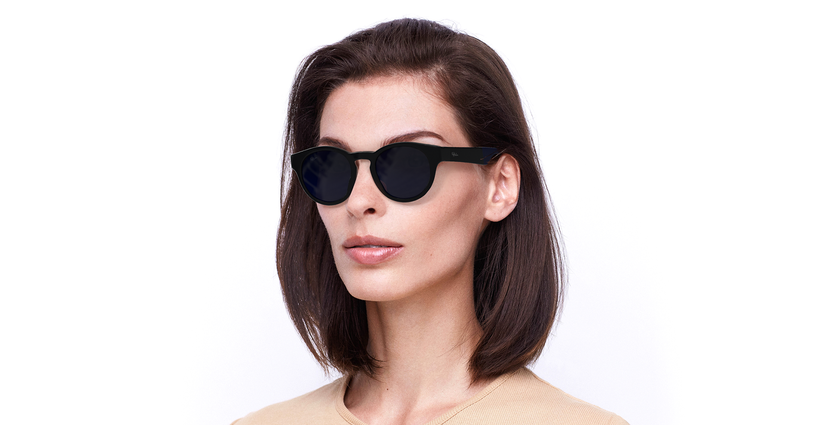 LUNETTES DE SOLEIL femme SLALOM noir/bleu - vue de 3/4
