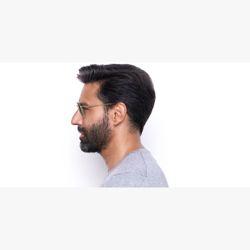 Lunettes de soleil homme ROUND METAL 0RB3447N dorée - Vue de côté