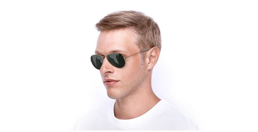 LUNETTES DE SOLEIL AVIATOR L doré - vue de 3/4