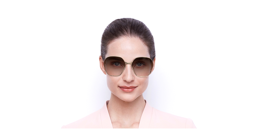LUNETTES DE SOLEIL femme GG0818SA doré/gris - Vue de face