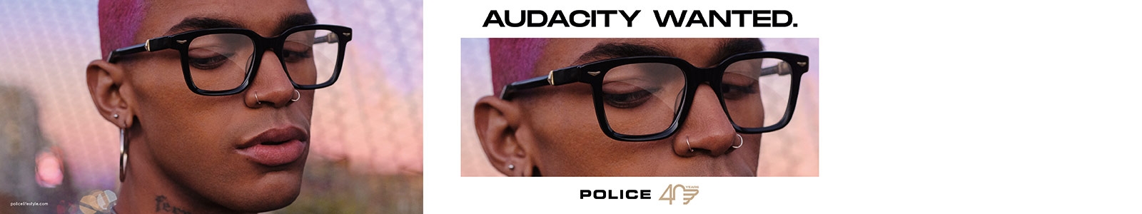 Homme portant des lunettes de vue de la marque Police