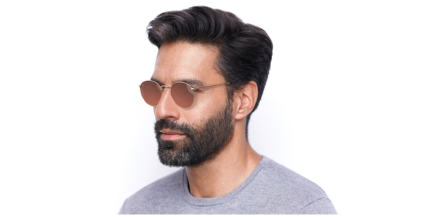 LUNETTES DE SOLEIL homme ROUND METAL 0RB3447N doré - vue de 3/4