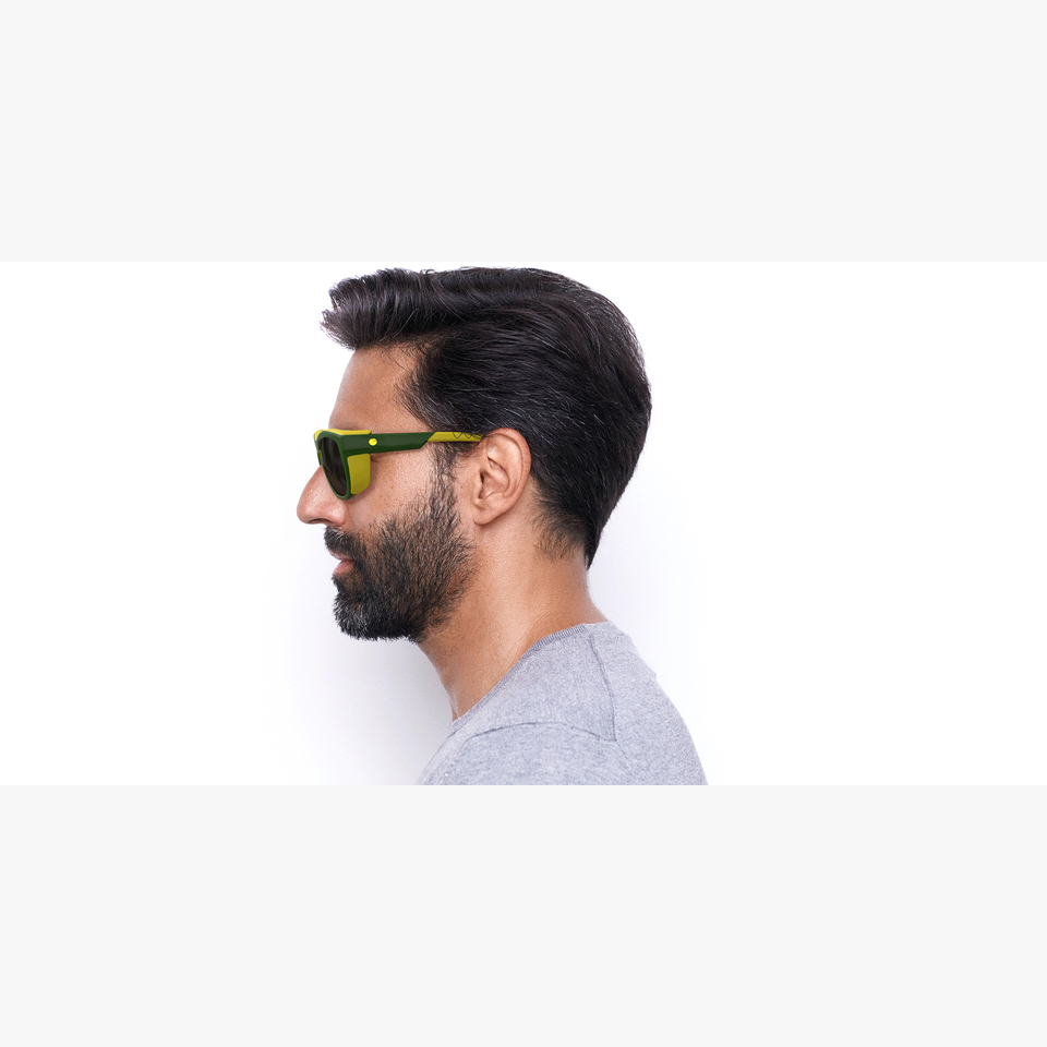 Lunettes de soleil Skyline vert/jaune - Vue de côté