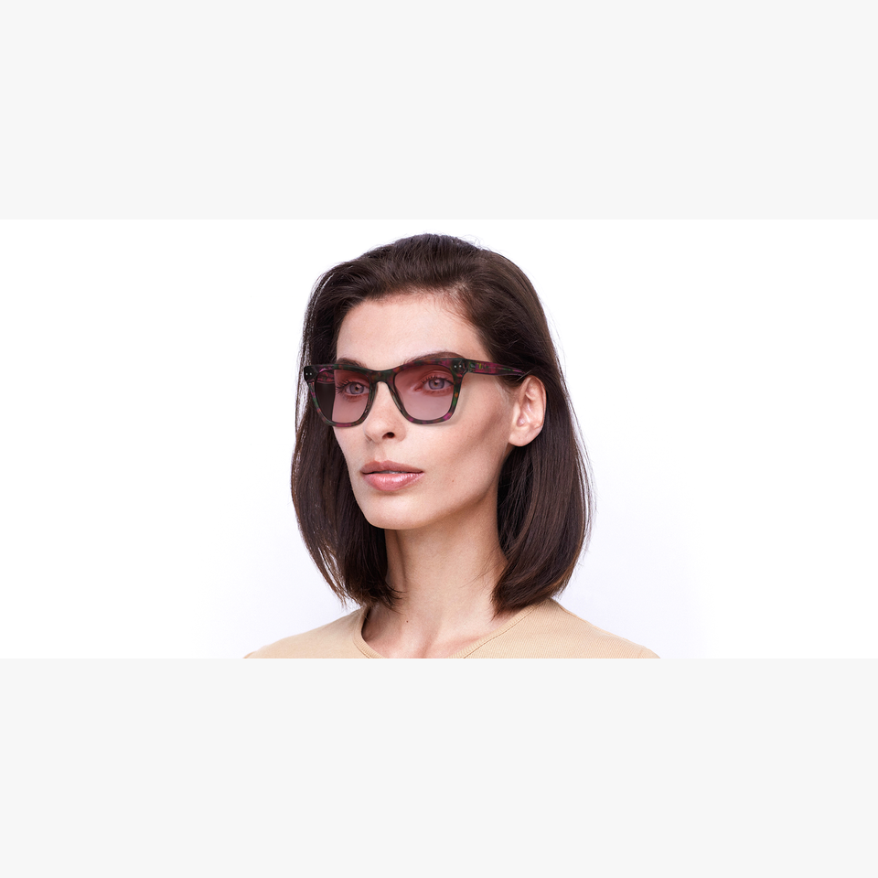 Lunettes de soleil femme JANIE rose/dorée - Vue de face