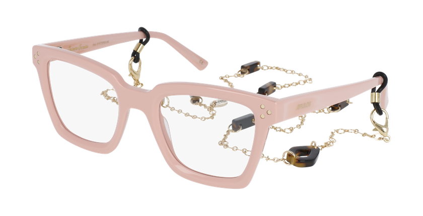 Lunettes de vue femme CARACTÈRES MYSTERIEUSE rose/dorée - Vue de face