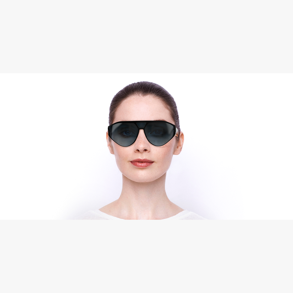 Lunettes de soleil femme DIORCLAN1 noir/bleu - Vue de face