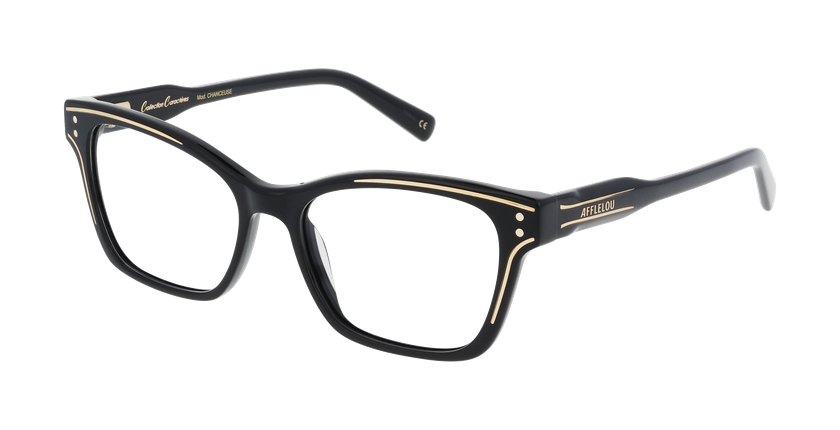 Lunettes de vue femme CARACTÈRES CHANCEUSE noir/dorée - Vue de face