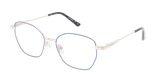 Lunettes de vue femme MARINE bleu/dorée - Vue de face