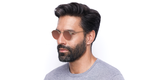 LUNETTES DE SOLEIL homme ROUND METAL 0RB3447N doré - vue de 3/4