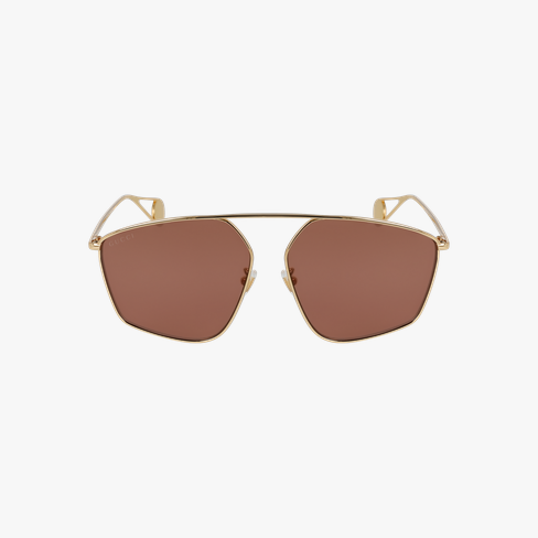 Lunettes de soleil femme GG0437SA dorée Vue de face