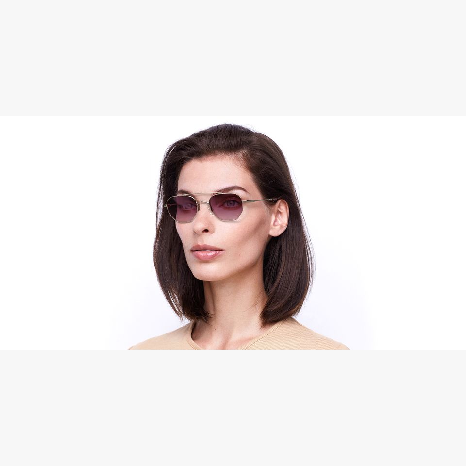 Lunettes de soleil CERVIN dorée/rose - Vue de face