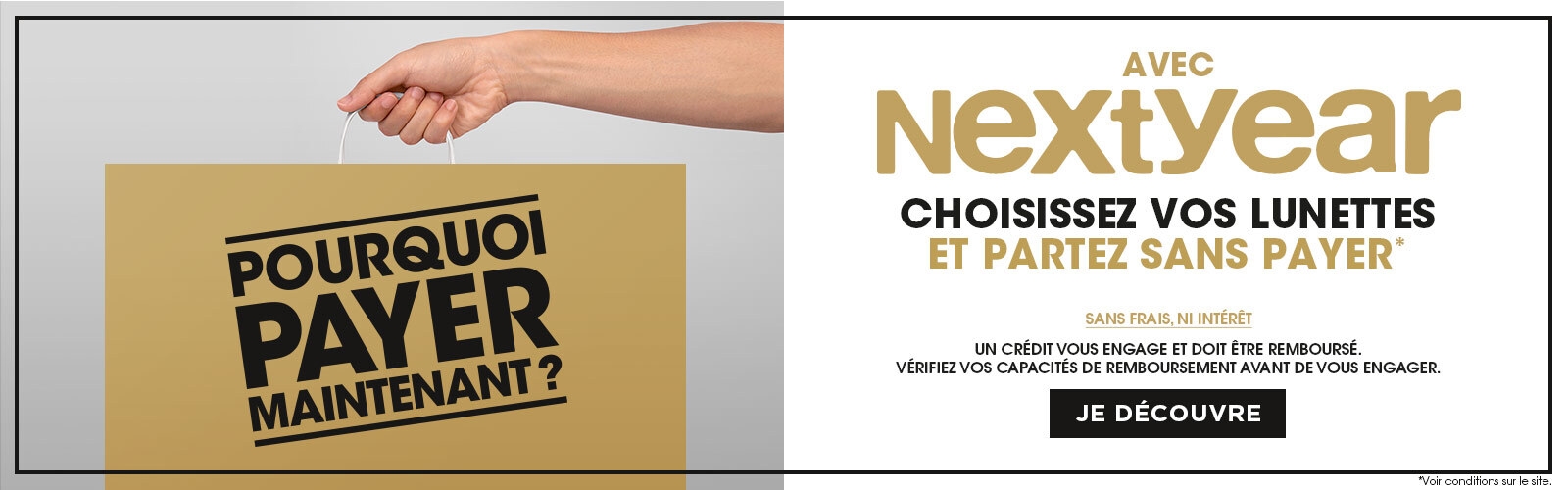 Avec Nextyear choisissez vos lunettes et partez sans payer sans frais ni intérêts