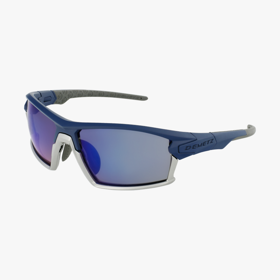 Lunettes de soleil homme Mud bleu/argenté - Vue de 3/4