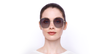 LUNETTES DE SOLEIL femme LO159S doré/bleu - Vue de face