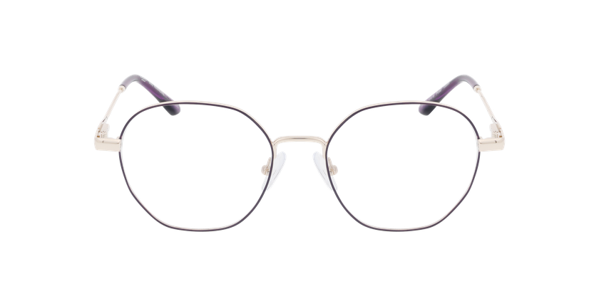 Lunettes de vue femme AMANDINE violet/dorée - Vue de face