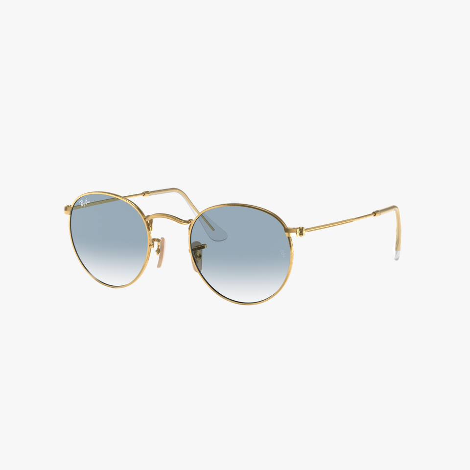 Lunettes de soleil homme ROUND METAL 0RB3447N dorée - Vue de face