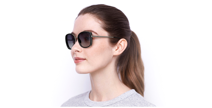 LUNETTES DE SOLEIL femme ORIA noir/doré - Vue de face