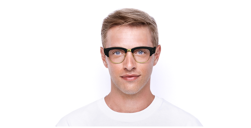 Lunettes de vue MEGA CLUBMASTER RX0316V noir/dorée - Vue de face