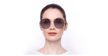 LUNETTES DE SOLEIL femme LO159S doré/bleu - Vue de face