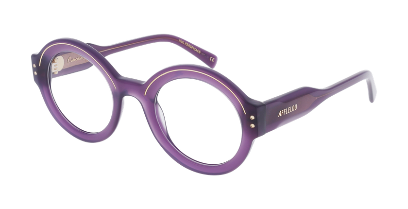 Lunettes de vue femme CARACTERES FIL D'OR PERSPICACE violet/dorée - Vue de face