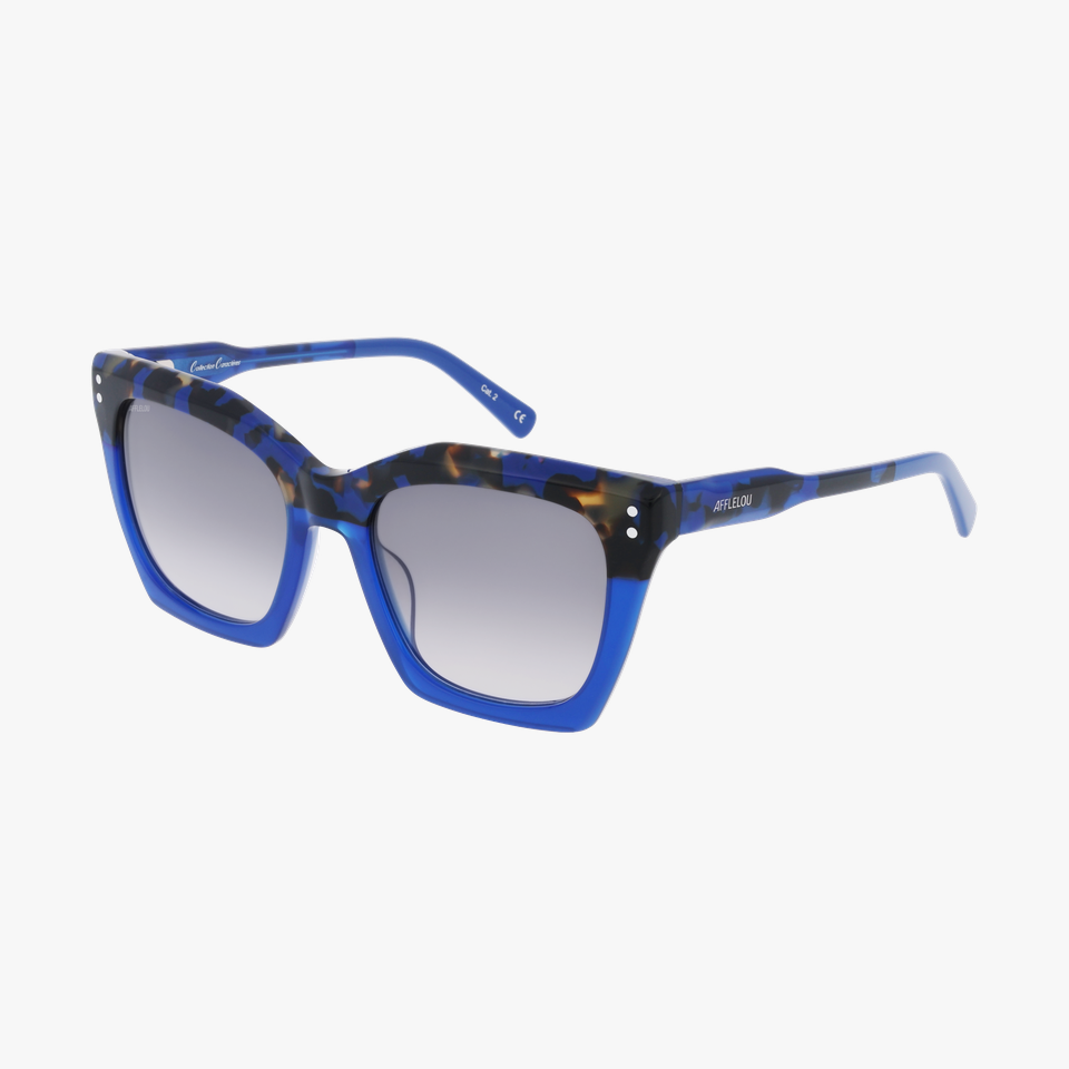 Lunettes de soleil femme ELEGANTE écaille bleu - Vue de face