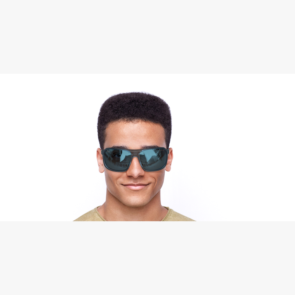Lunettes de soleil homme MASON bleu foncé mat/blanc - Vue de face