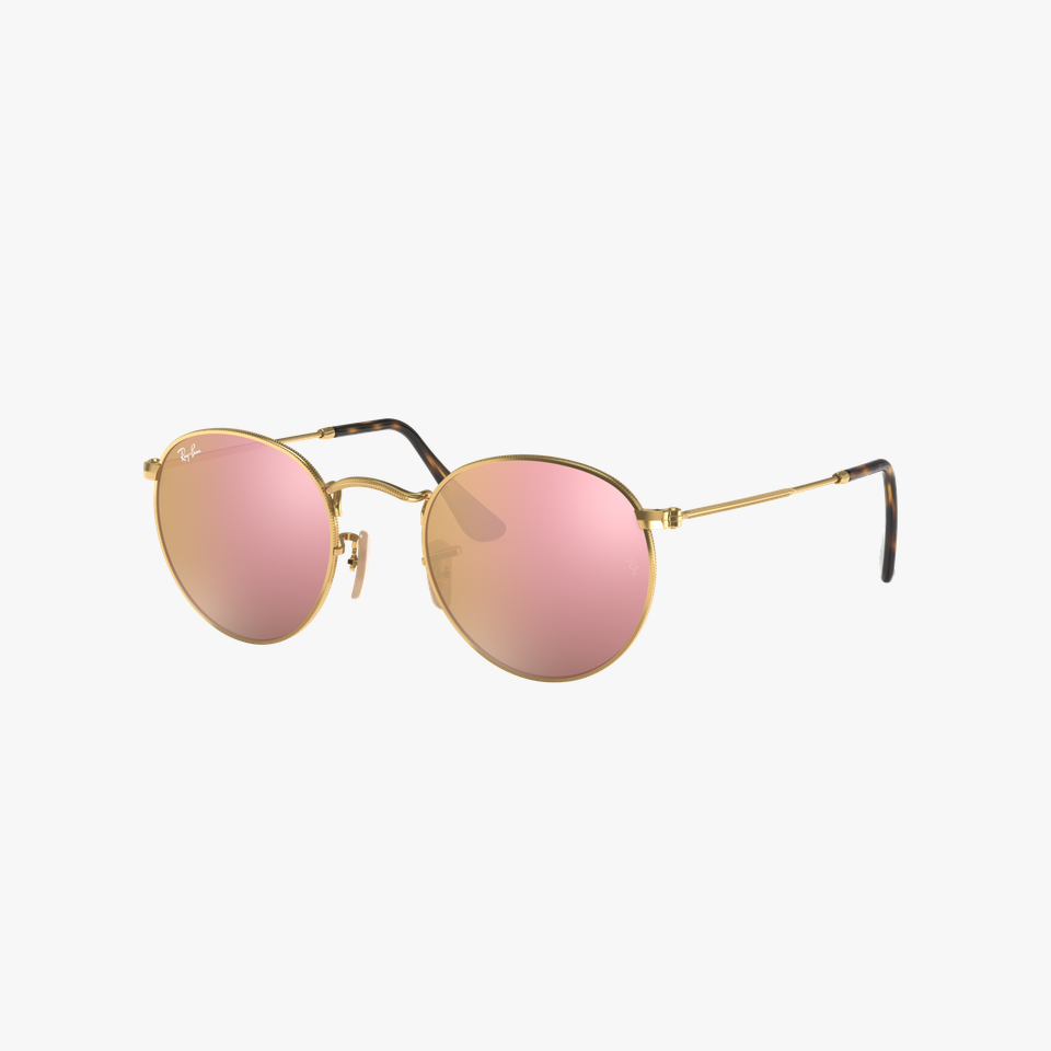 Lunettes de soleil homme ROUND METAL 0RB3447N dorée - Vue de face