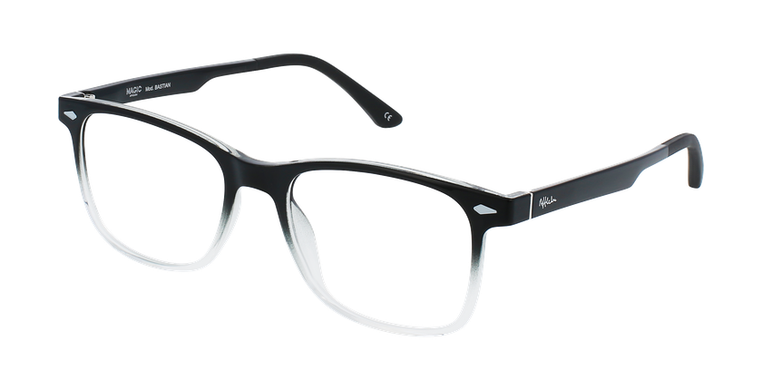Lunettes de vue homme BASTIAN noir/blanc - Vue de face