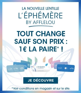 Notre nouvelle lentille Ephémère avec son étui le plus fin du monde et toujours à partir d'1€ par jour la paire