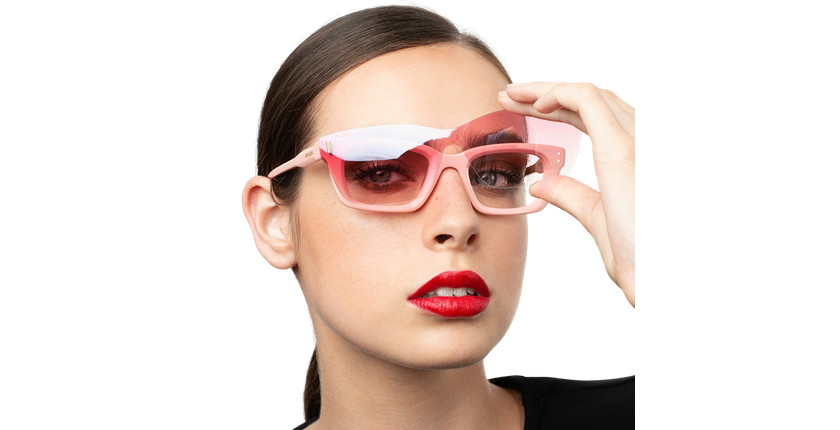 Lunettes de vue femme CARACTÈRES CRÉATIVE rose/dorée - Vue de face