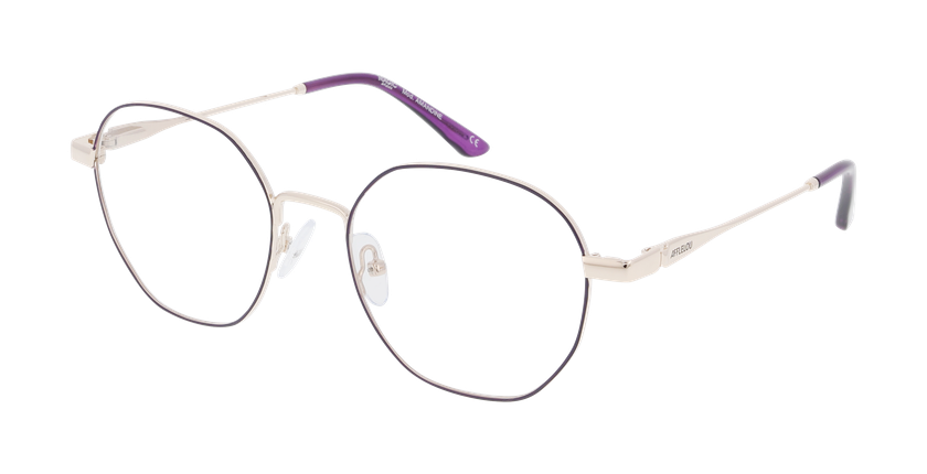 Lunettes de vue femme AMANDINE violet/dorée - Vue de face