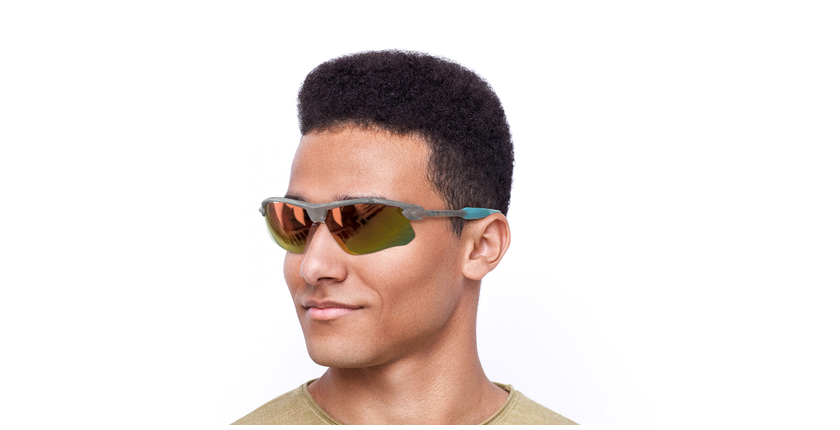 LUNETTES DE SOLEIL homme Rog gris/turquoise - vue de 3/4