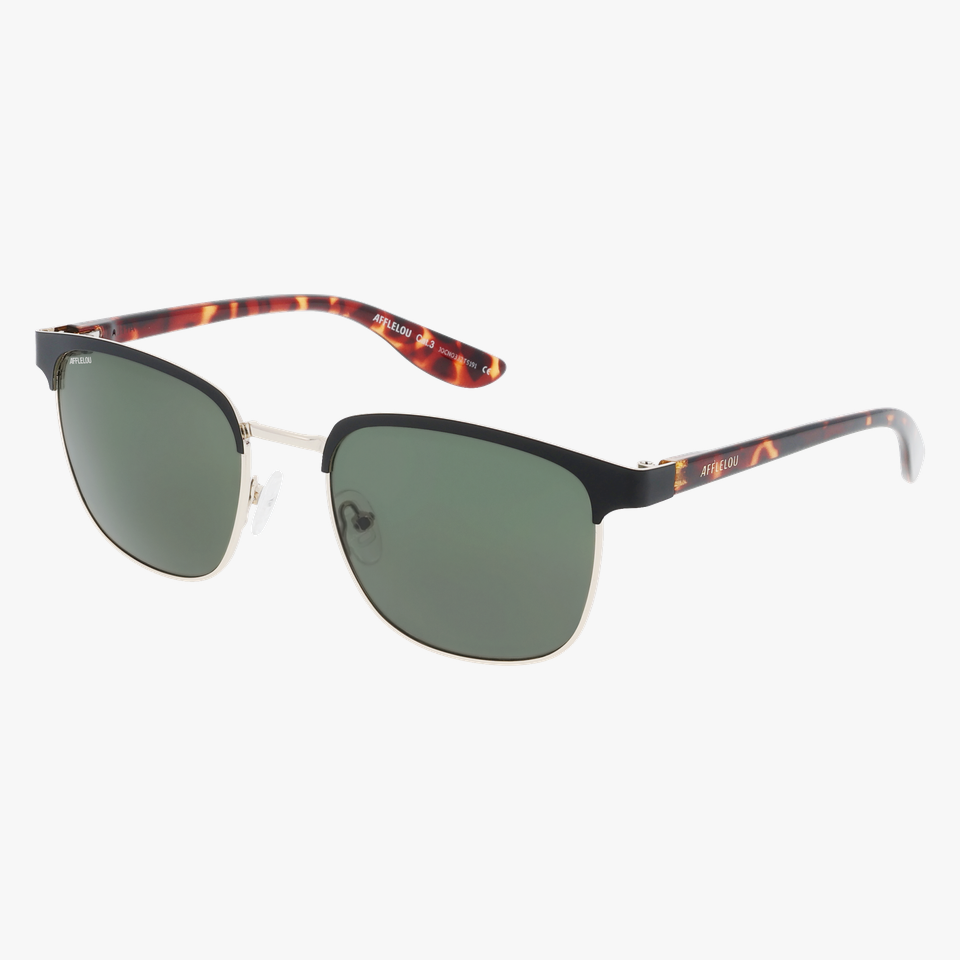 Lunettes de soleil homme RUIZ dorée/noir - Vue de face