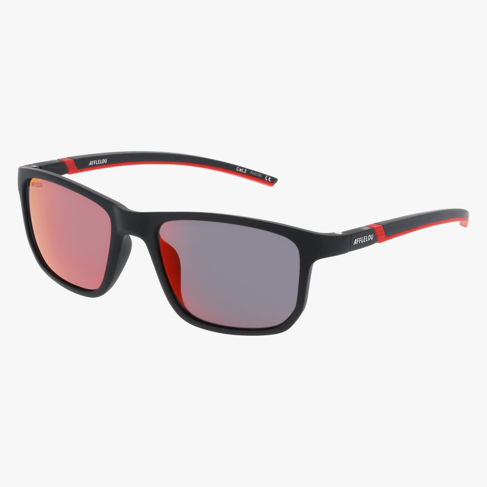 Lunettes de soleil homme GREY POLARIZED noir/rouge - Vue de face