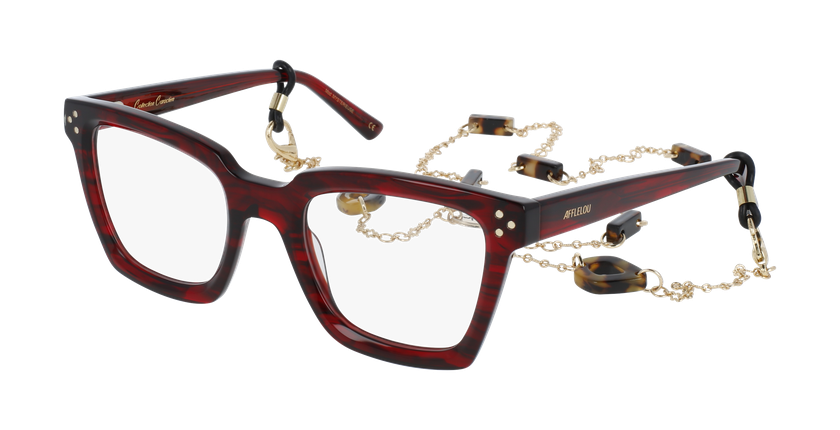 Lunettes de vue femme CARACTÈRES MYSTERIEUSE rouge marbré - Vue de face