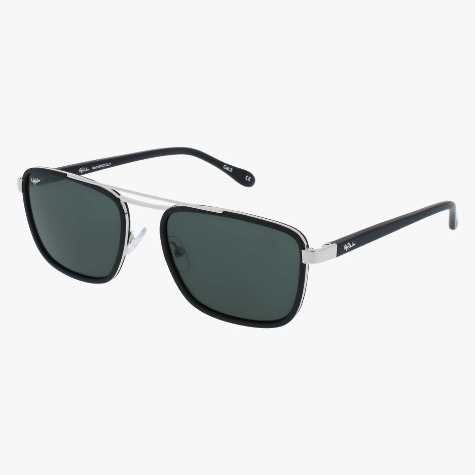Lunettes de soleil homme MARCELLO noir/argenté - Vue de face