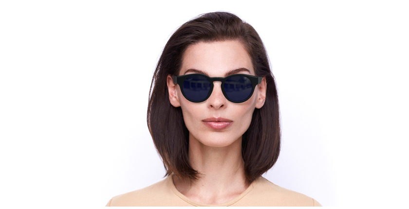 LUNETTES DE SOLEIL femme SLALOM noir/bleu - Vue de face
