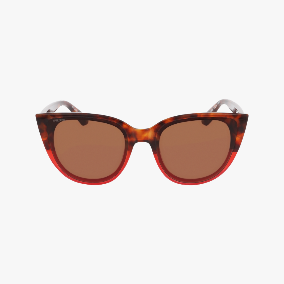 Lunettes de soleil femme ROMANA écaille/rouge - Vue de face