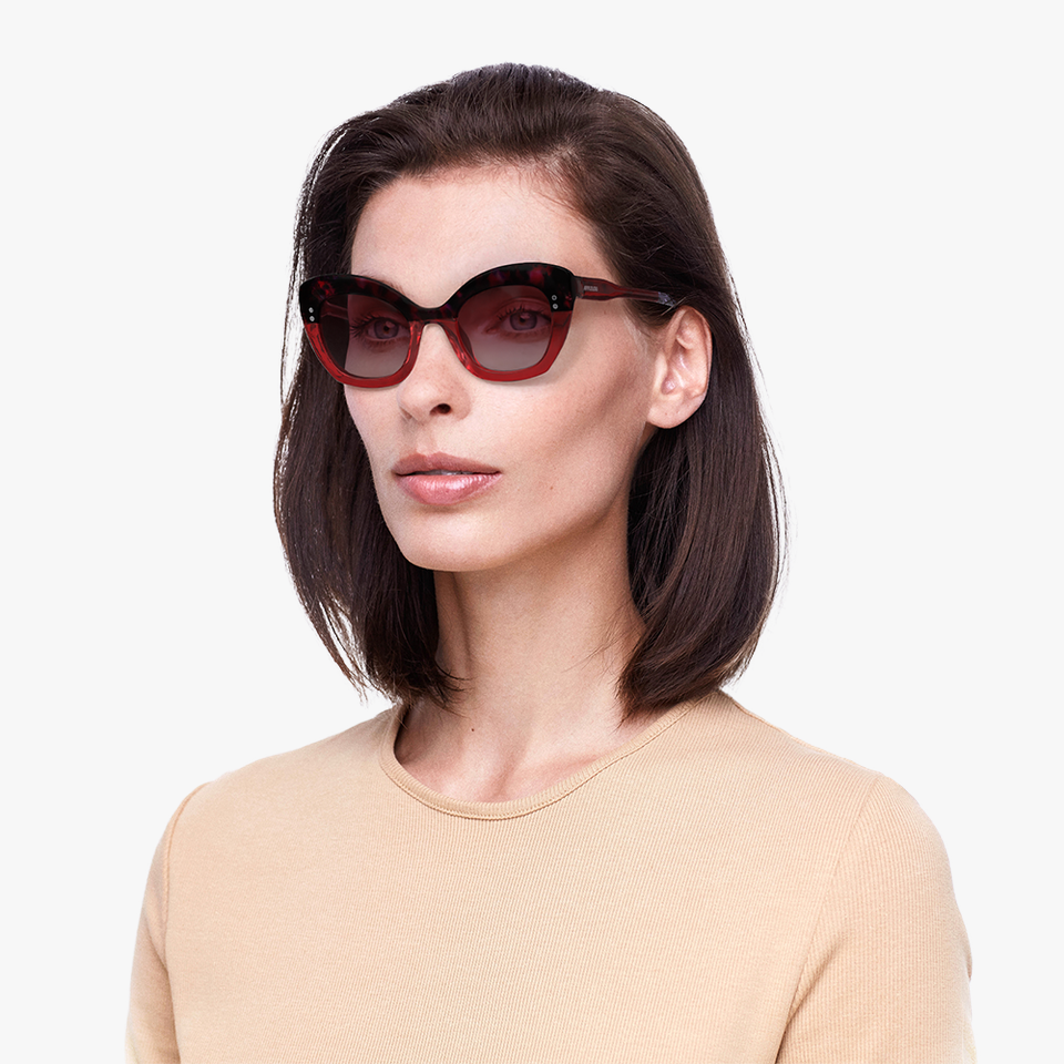 Lunettes de soleil femme MALICIEUSE rouge - Vue de face