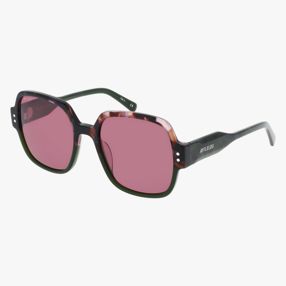 Lunettes de soleil femme JOYEUSE écaille/vert - Vue de face