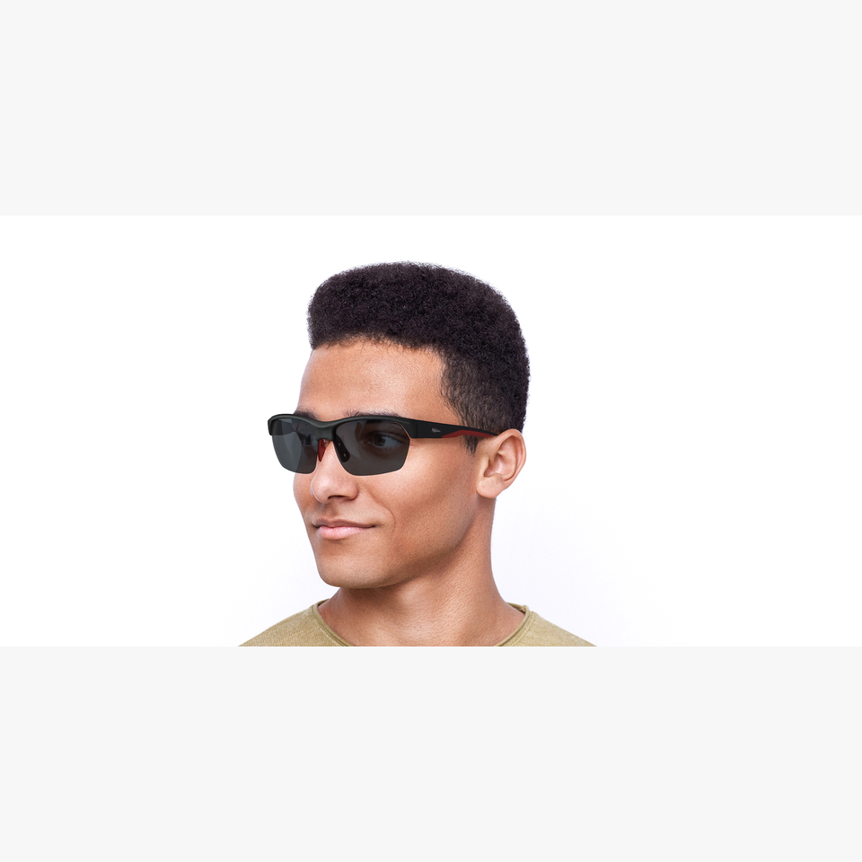 Lunettes de soleil LANGLEY POLARIZED noir/rouge - Vue de face