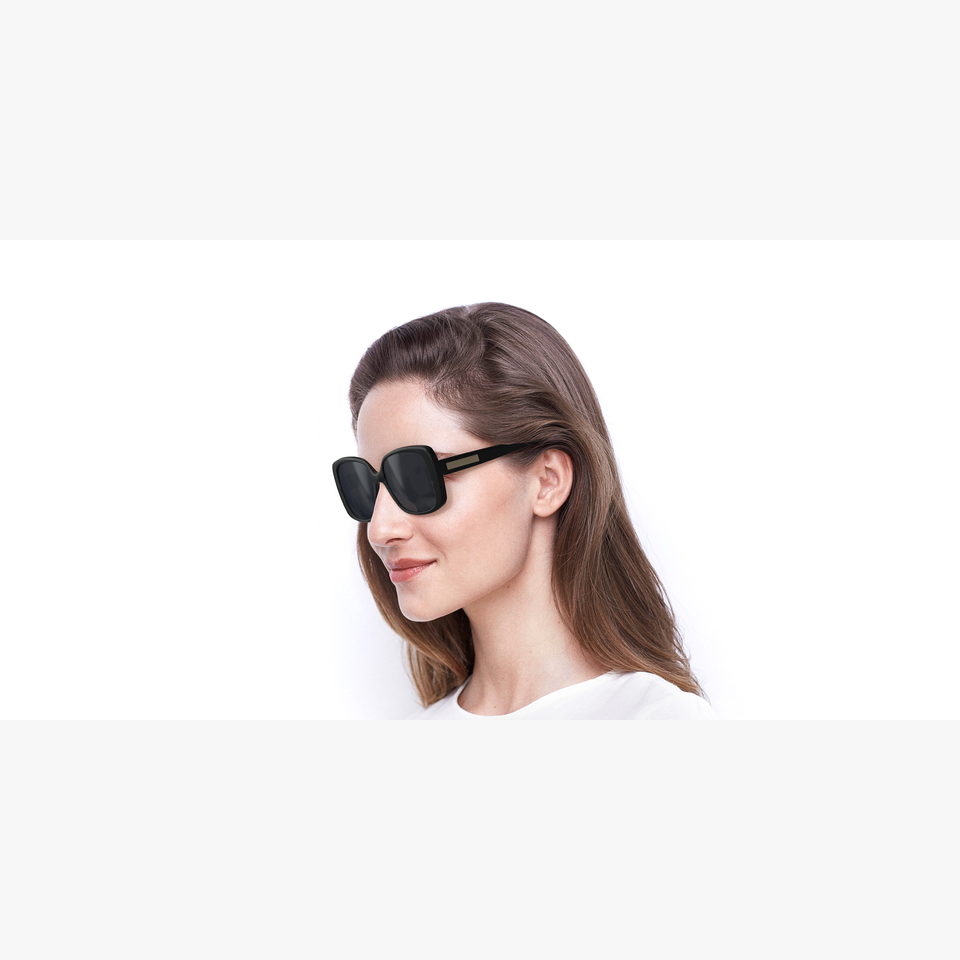 Lunettes de soleil femme MARC 423/S noir/bleu - Vue de 3/4
