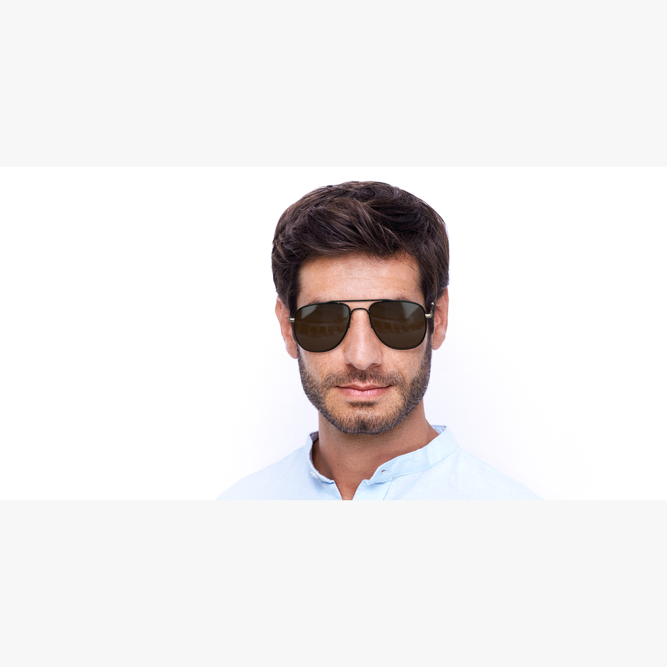 Lunettes de soleil homme GG0514S noir/dorée - Vue de face