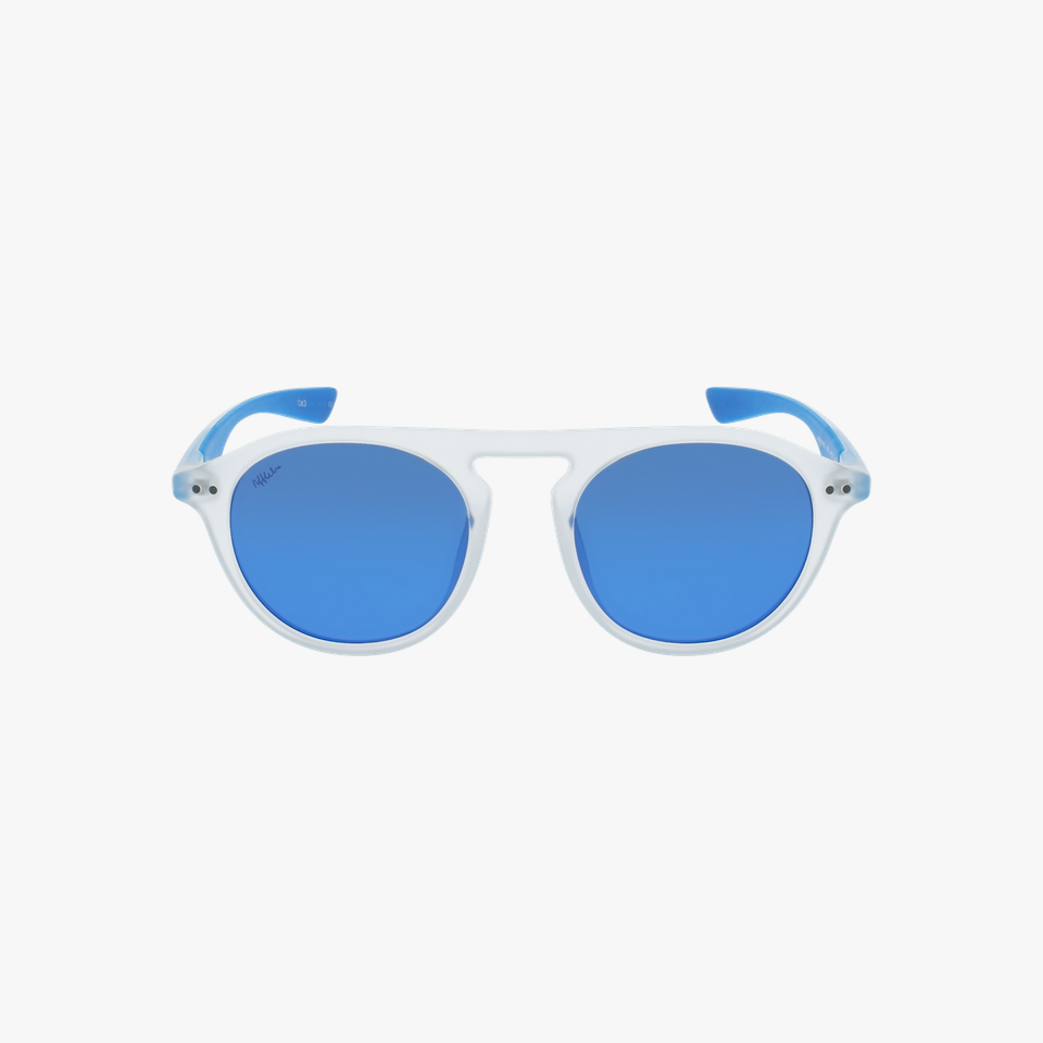 Lunettes de soleil homme BORNEO POLARIZED blanc/bleu - Vue de face