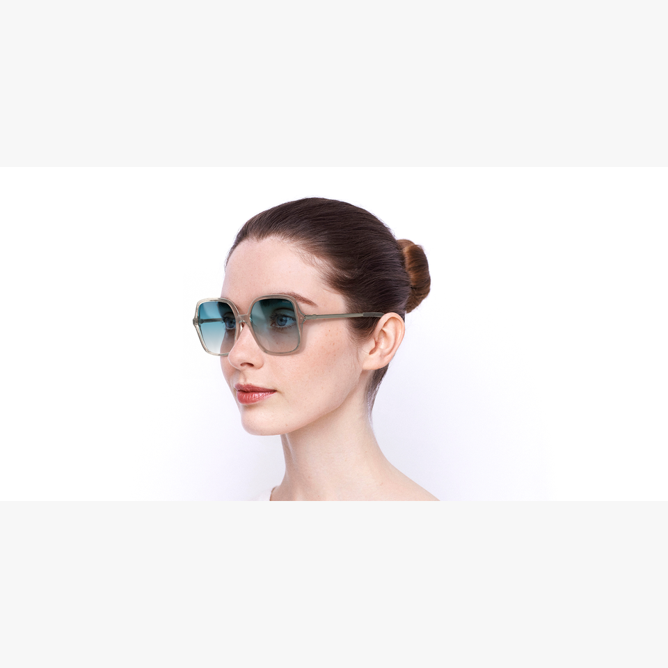 Lunettes de soleil femme GU7845 beige/bleu cristal - Vue de 3/4