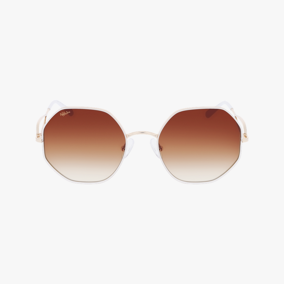 Lunettes de soleil femme DORIA dorée/blanc - Vue de face