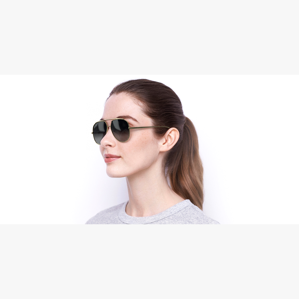 Lunettes de soleil femme MARC 455/S dorée - Vue de 3/4