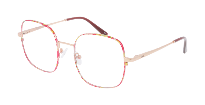 Lunettes de vue femme NIKITA rose/dorée - Vue de face