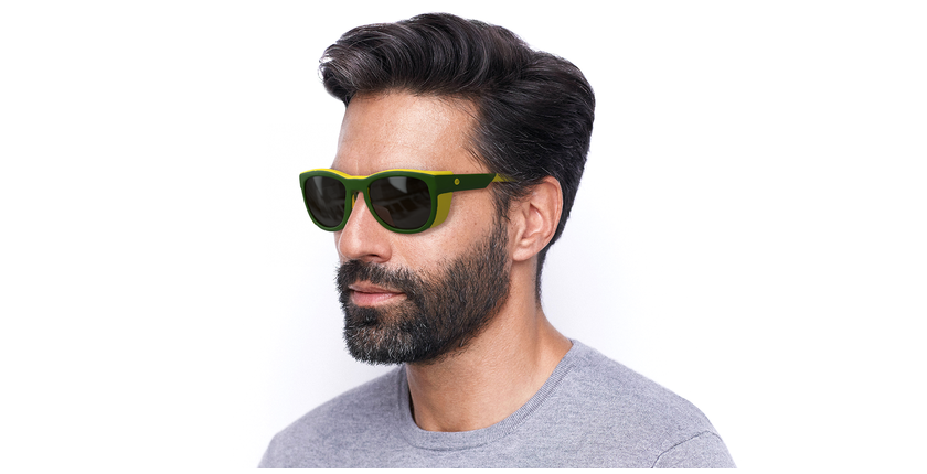 LUNETTES DE SOLEIL Skyline vert/jaune - vue de 3/4